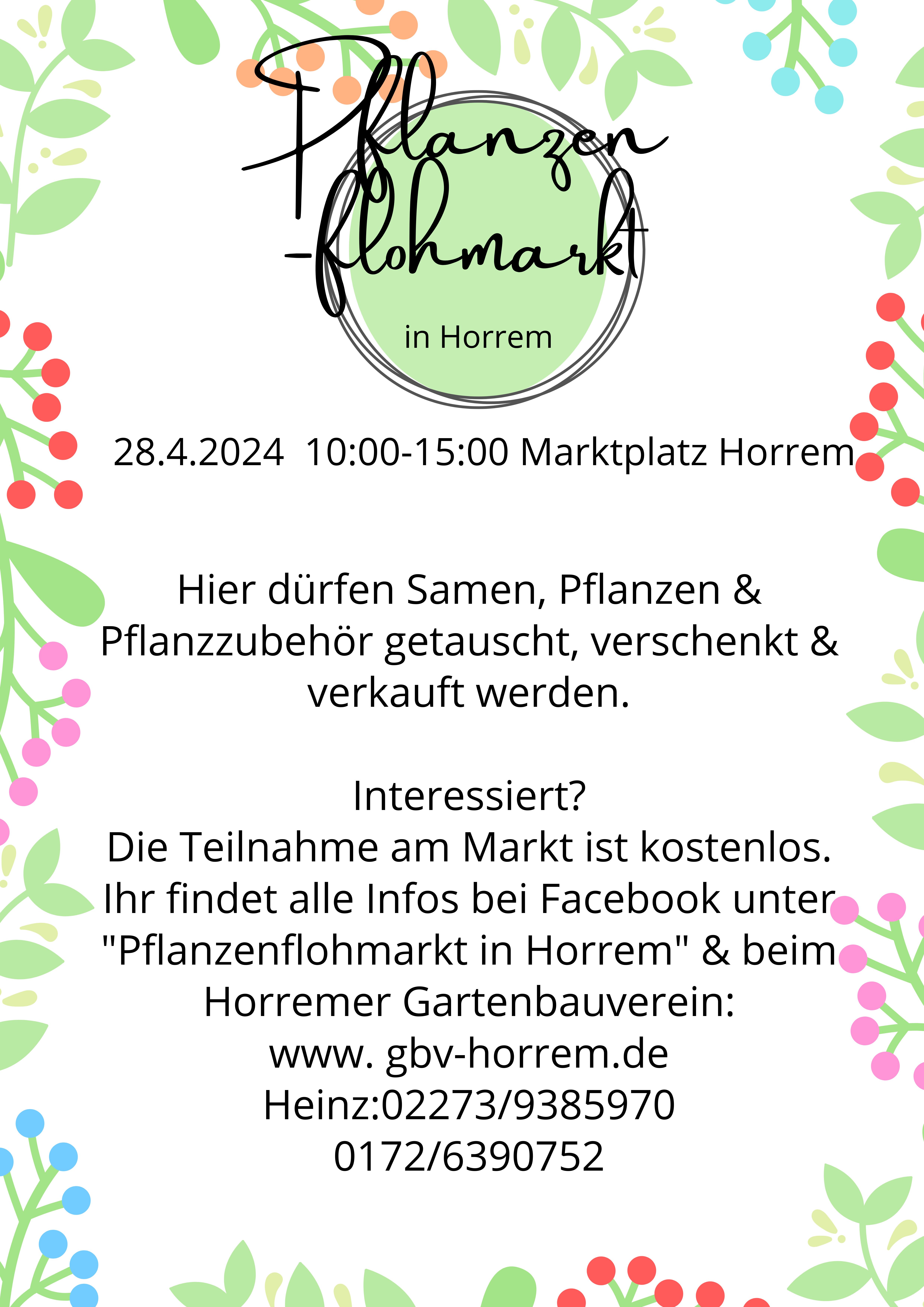 Pflanzenflohmarkt in Horrem am 28.04.2024